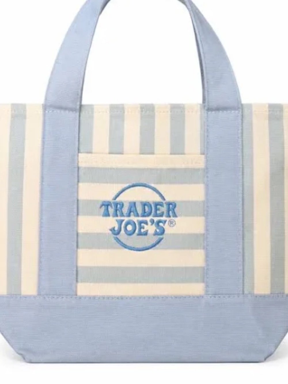 TRADER JOE’s MINI STRIPE TOTE BLUE